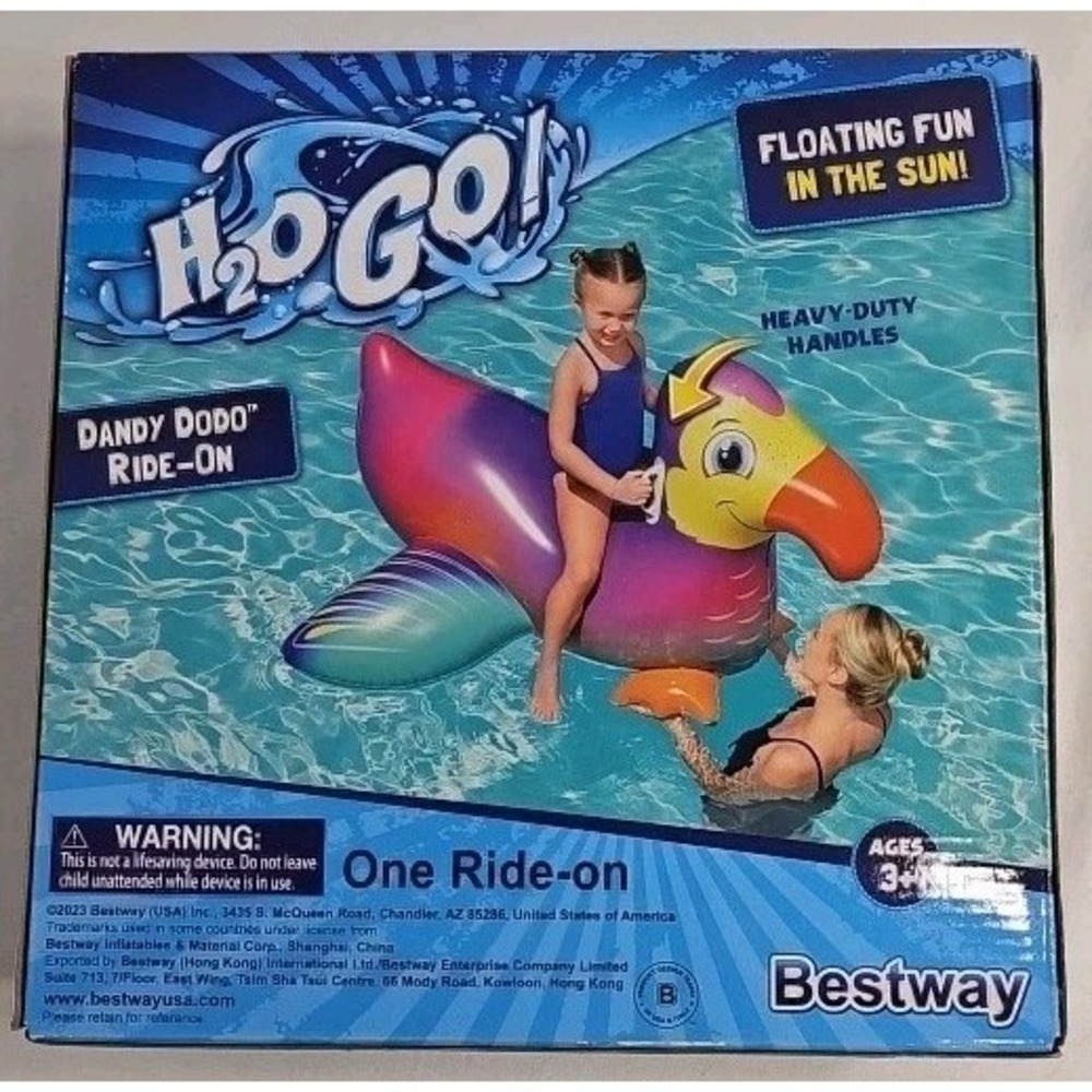 H2O Go! Pink Whale Inflatable Ride-On Pool Float With Handles - Ages 3+